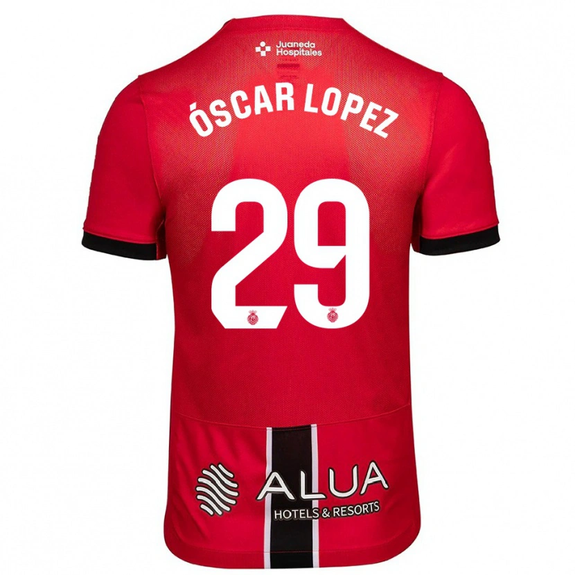 Danxen Mænd Óscar López #29 Rød Sort Hjemmebane Spillertrøjer 2025/26 Trøje T-Shirt