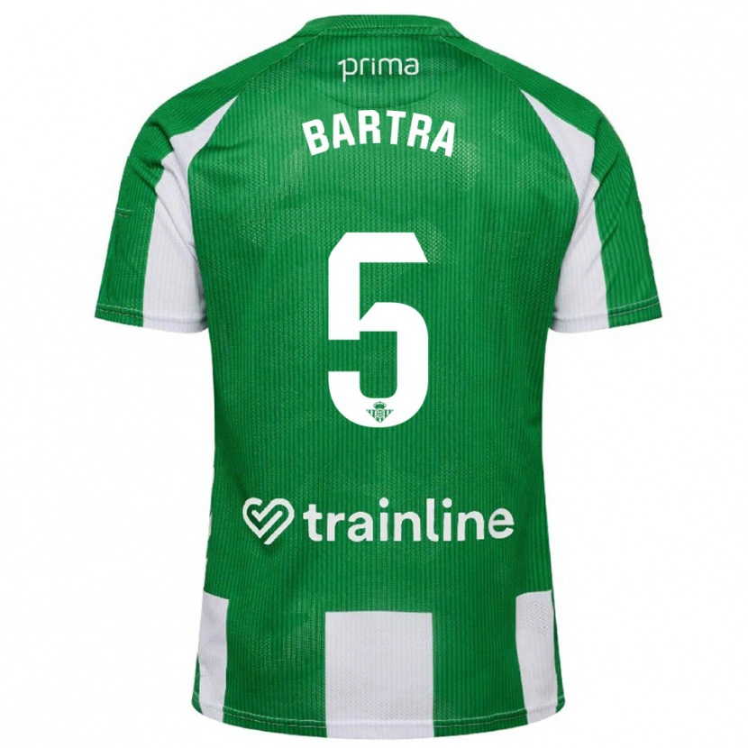 Danxen Mænd Marc Bartra #5 Grøn Hvid Hjemmebane Spillertrøjer 2025/26 Trøje T-Shirt