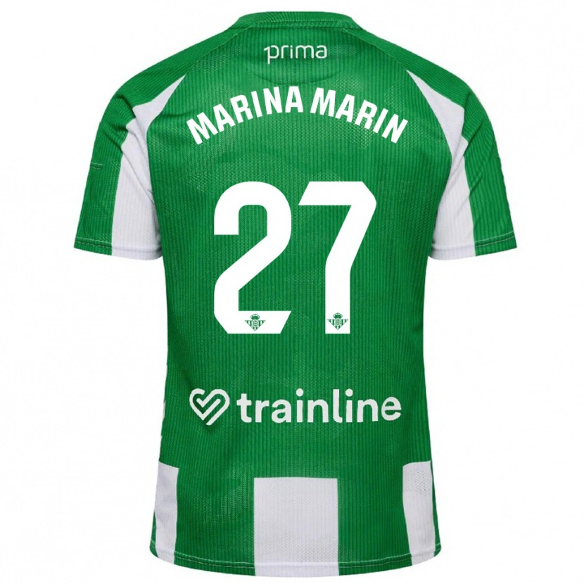 Danxen Mænd Marina Marín #27 Grøn Hvid Hjemmebane Spillertrøjer 2025/26 Trøje T-Shirt