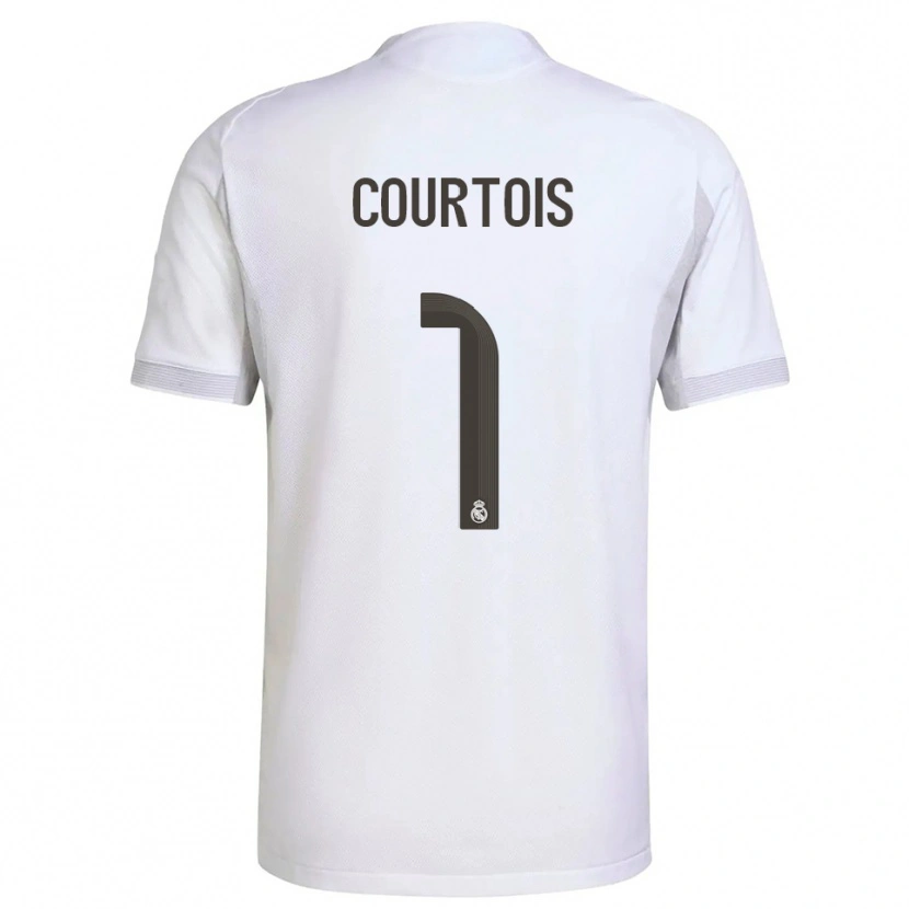 Danxen Mænd Thibaut Courtois #1 Hvid Gul Hjemmebane Spillertrøjer 2025/26 Trøje T-Shirt