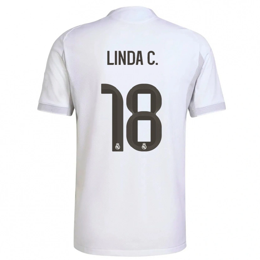 Danxen Mænd Linda Caicedo #18 Hvid Gul Hjemmebane Spillertrøjer 2025/26 Trøje T-Shirt