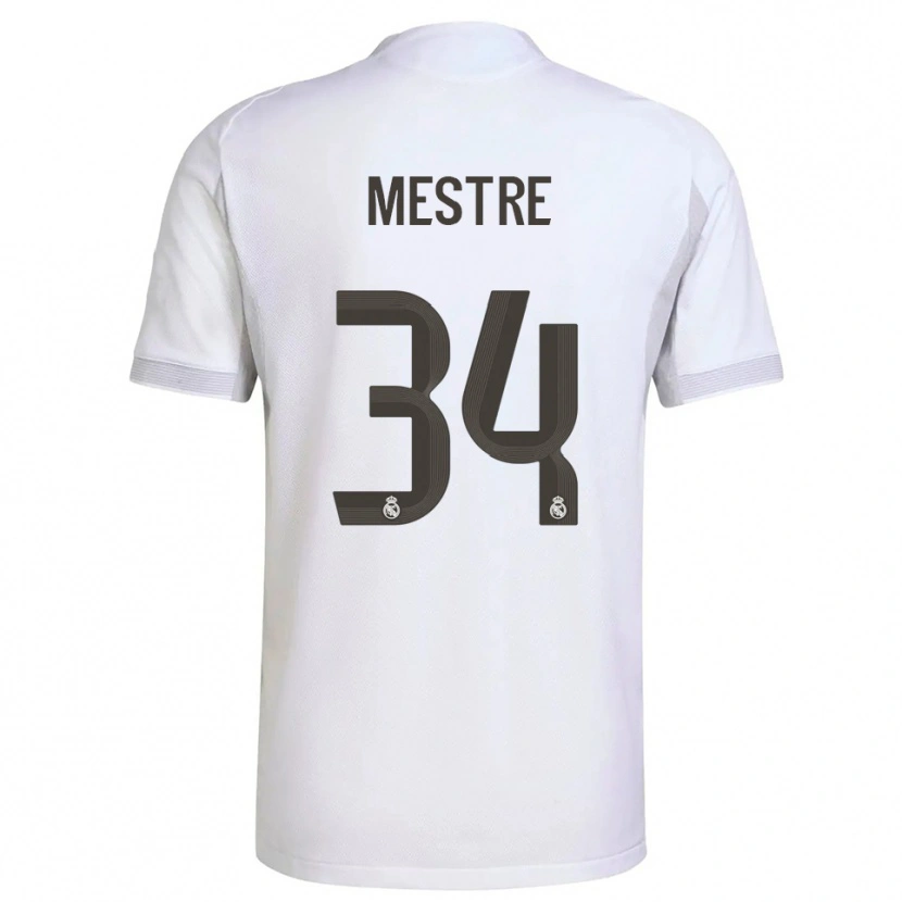Danxen Mænd Sergio Mestre #34 Hvid Gul Hjemmebane Spillertrøjer 2025/26 Trøje T-Shirt