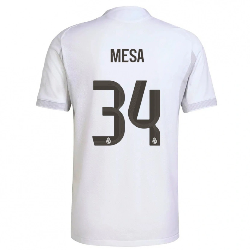 Danxen Mænd Óscar Mesa #34 Hvid Gul Hjemmebane Spillertrøjer 2025/26 Trøje T-Shirt