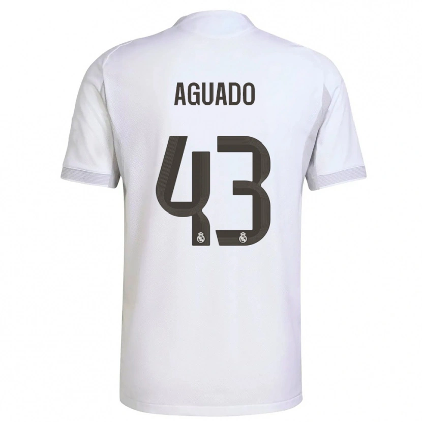 Danxen Mænd Diego Aguado #43 Hvid Gul Hjemmebane Spillertrøjer 2025/26 Trøje T-Shirt