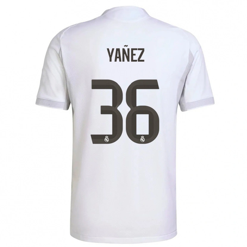 Danxen Mænd Daniel Yáñez #36 Hvid Gul Hjemmebane Spillertrøjer 2025/26 Trøje T-Shirt