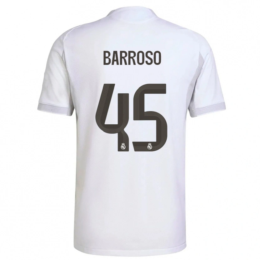 Danxen Mænd Jaime Barroso #45 Hvid Gul Hjemmebane Spillertrøjer 2025/26 Trøje T-Shirt