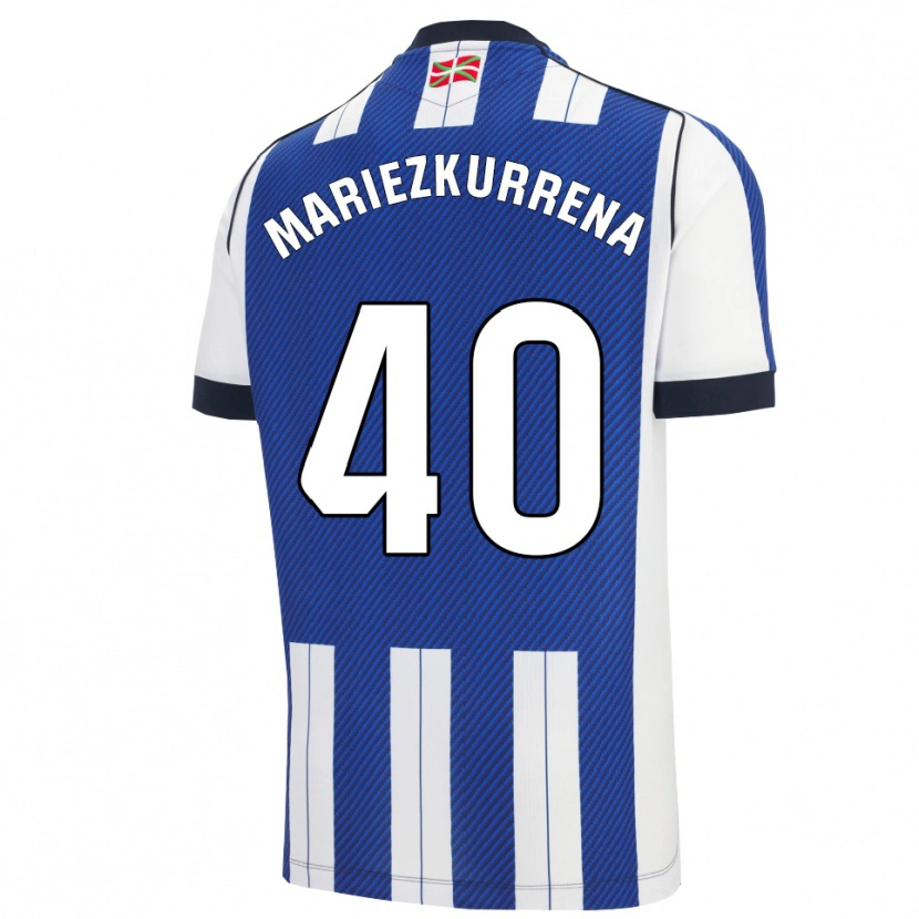 Danxen Mænd Arkaitz Mariezkurrena #40 Blå Hvid Hjemmebane Spillertrøjer 2025/26 Trøje T-Shirt