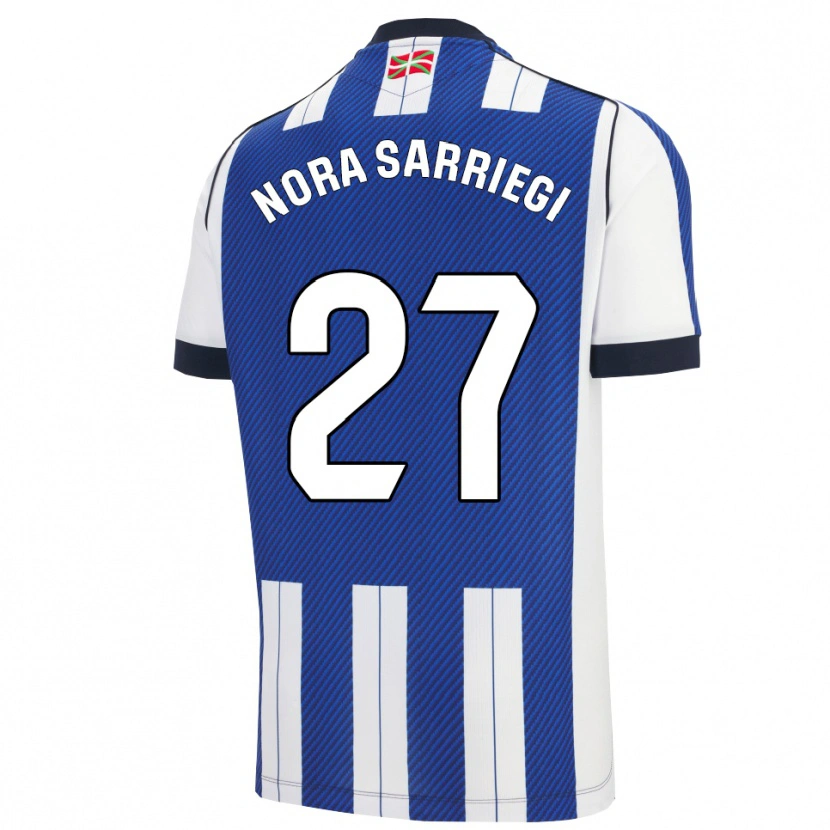 Danxen Mænd Nora Sarriegi Galdos #27 Blå Hvid Hjemmebane Spillertrøjer 2025/26 Trøje T-Shirt