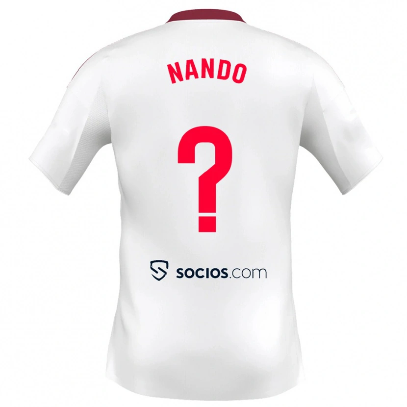 Danxen Mænd Nando Sánchez #0 Hvid Rød Hjemmebane Spillertrøjer 2025/26 Trøje T-Shirt