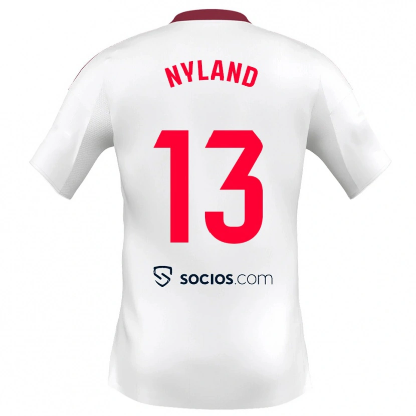 Danxen Mænd Ørjan Nyland #13 Hvid Rød Hjemmebane Spillertrøjer 2025/26 Trøje T-Shirt