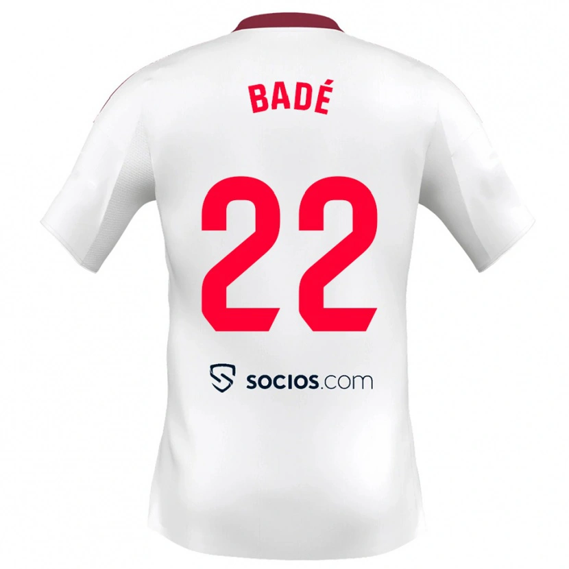 Danxen Mænd Loïc Badé #22 Hvid Rød Hjemmebane Spillertrøjer 2025/26 Trøje T-Shirt