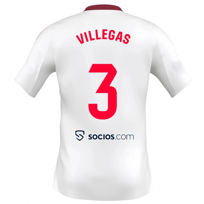 Danxen Mænd Juancho Villegas #3 Hvid Rød Hjemmebane Spillertrøjer 2025/26 Trøje T-Shirt