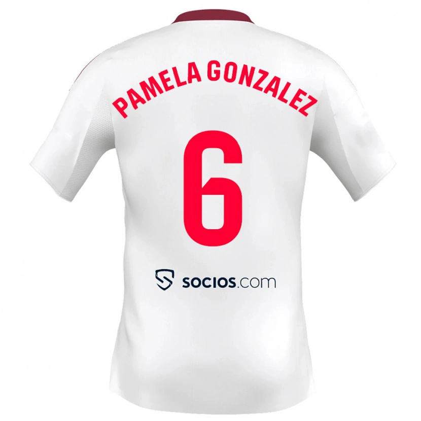 Danxen Mænd Cinthia Pamela González Medina #6 Hvid Rød Hjemmebane Spillertrøjer 2025/26 Trøje T-Shirt