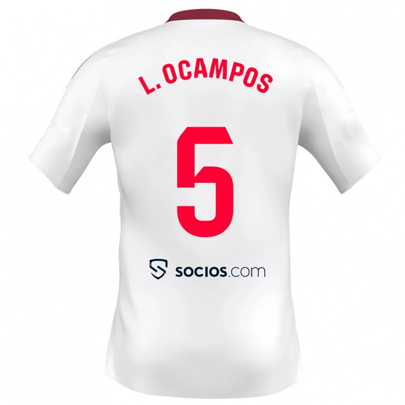 Danxen Mænd Lucas Ocampos #5 Hvid Rød Hjemmebane Spillertrøjer 2025/26 Trøje T-Shirt