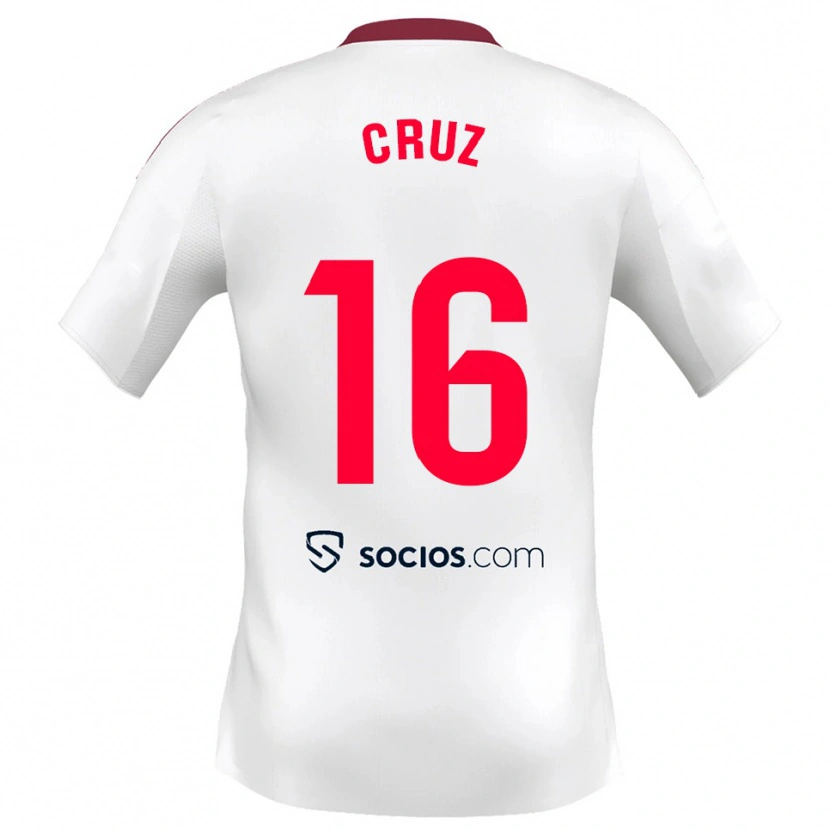 Danxen Mænd Jesús Cruz #16 Hvid Rød Hjemmebane Spillertrøjer 2025/26 Trøje T-Shirt