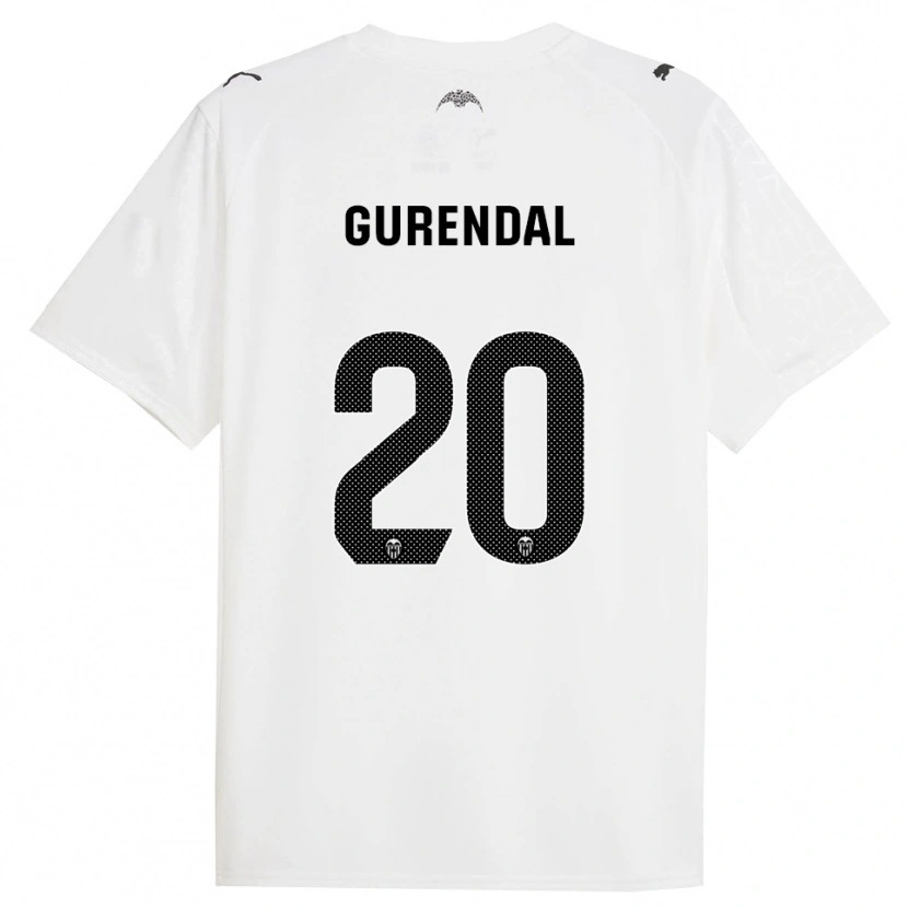 Danxen Mænd Alexander Gurendal #20 Hvid Sort Hjemmebane Spillertrøjer 2025/26 Trøje T-Shirt