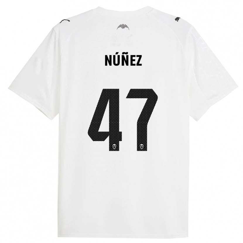 Danxen Mænd Lucas Núñez #47 Hvid Sort Hjemmebane Spillertrøjer 2025/26 Trøje T-Shirt