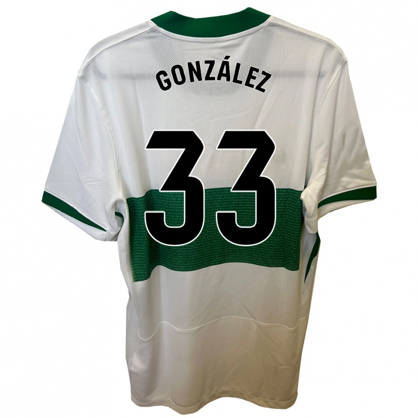 Danxen Mænd Nico González #33 Hvid Grøn Hjemmebane Spillertrøjer 2025/26 Trøje T-Shirt
