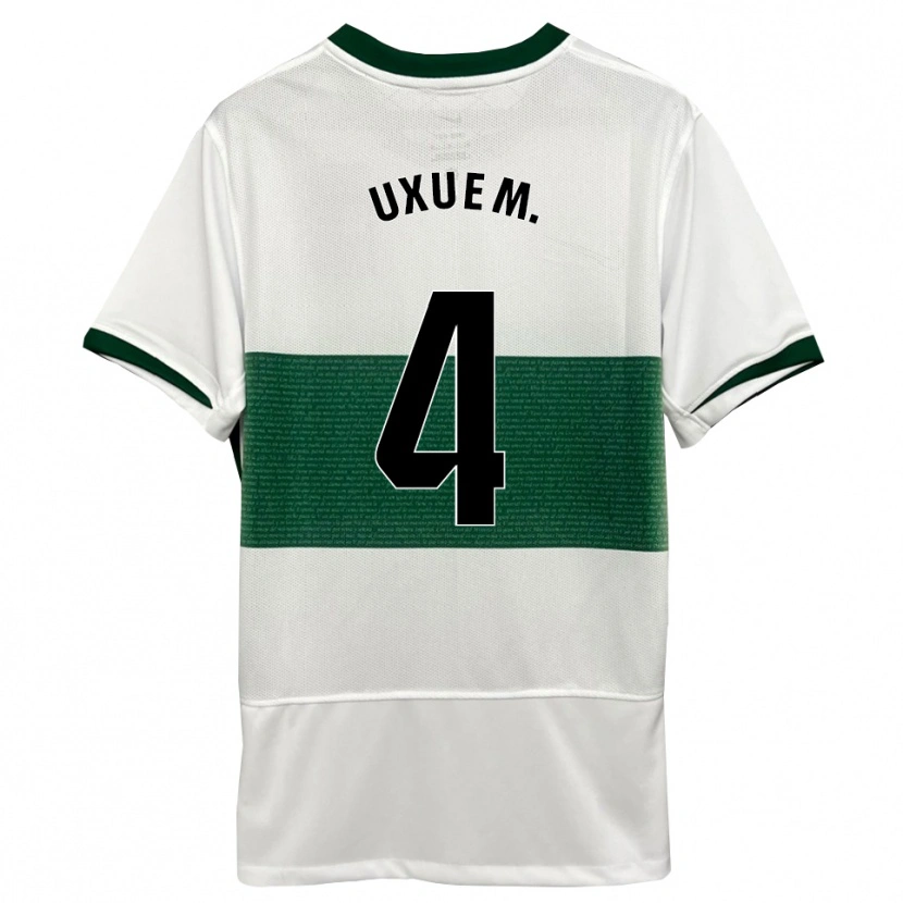 Danxen Mænd Uxue Mendia Fernández #4 Hvid Grøn Hjemmebane Spillertrøjer 2025/26 Trøje T-Shirt