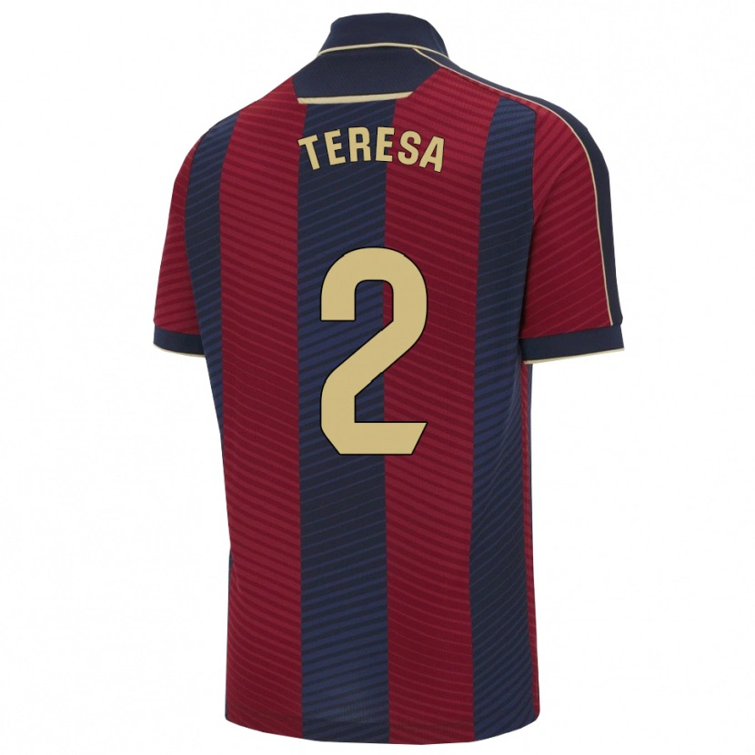 Danxen Mænd Teresa Mérida #2 Rød Navy Hjemmebane Spillertrøjer 2025/26 Trøje T-Shirt