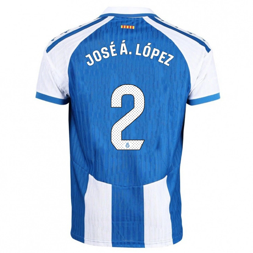 Danxen Mænd José Ángel López #2 Blå Hvid Hjemmebane Spillertrøjer 2025/26 Trøje T-Shirt