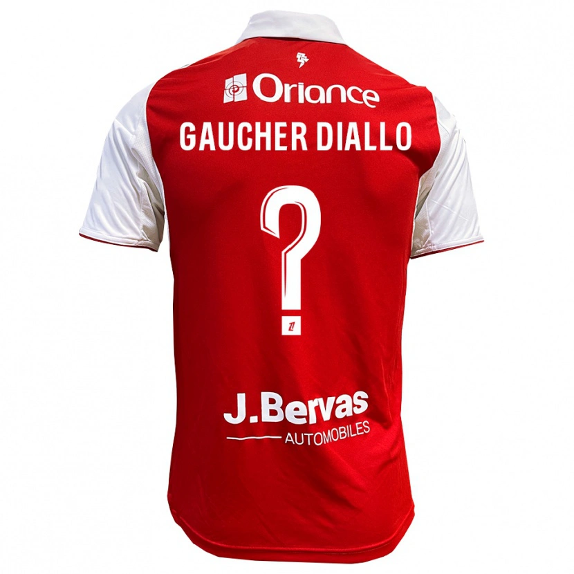 Danxen Mænd Coumba Gaucher Diallo #0 Rød Hvid Hjemmebane Spillertrøjer 2025/26 Trøje T-Shirt