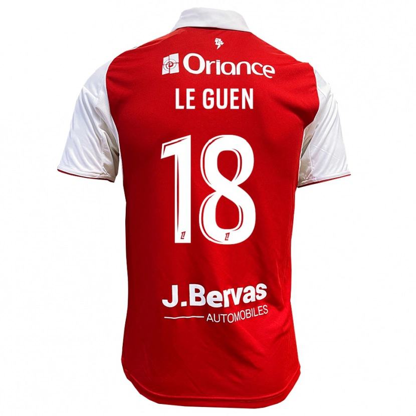 Danxen Mænd Raphaël Le Guen #18 Rød Hvid Hjemmebane Spillertrøjer 2025/26 Trøje T-Shirt