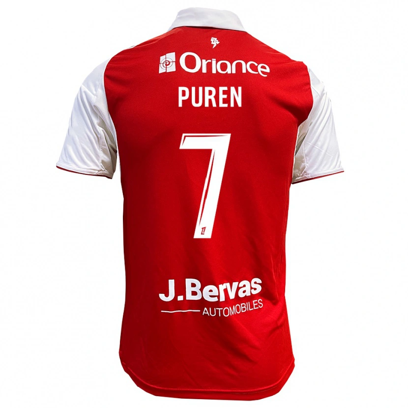 Danxen Mænd Matthieu Puren #7 Rød Hvid Hjemmebane Spillertrøjer 2025/26 Trøje T-Shirt