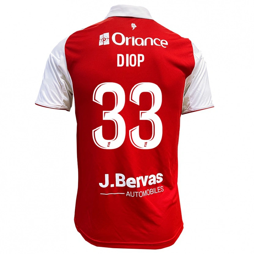 Danxen Mænd Saliou Diop #33 Rød Hvid Hjemmebane Spillertrøjer 2025/26 Trøje T-Shirt