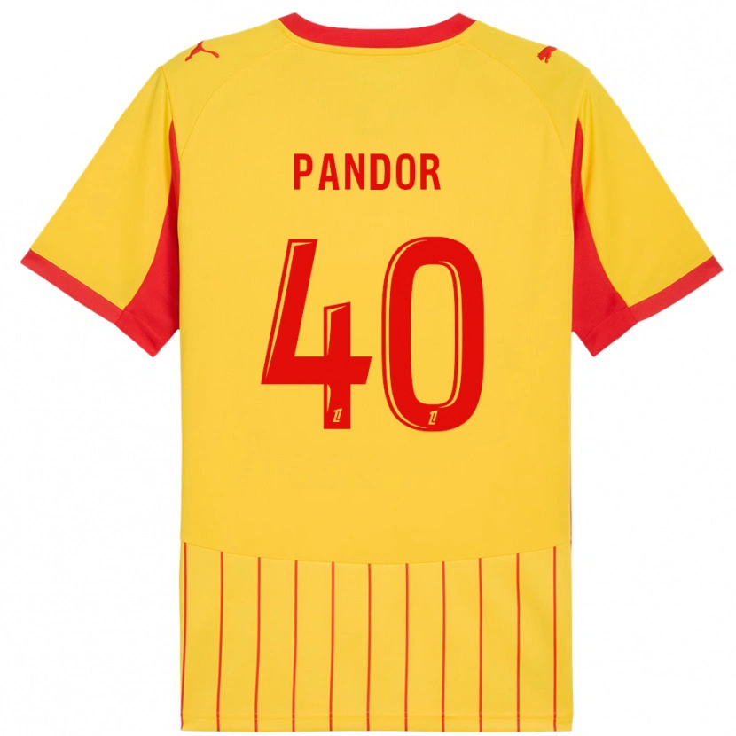 Danxen Mænd Yannick Pandor #40 Gul Rød Hjemmebane Spillertrøjer 2025/26 Trøje T-Shirt