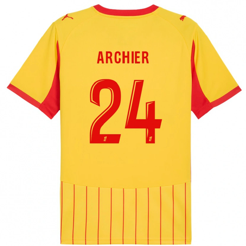 Danxen Mænd Louann Archier #24 Gul Rød Hjemmebane Spillertrøjer 2025/26 Trøje T-Shirt
