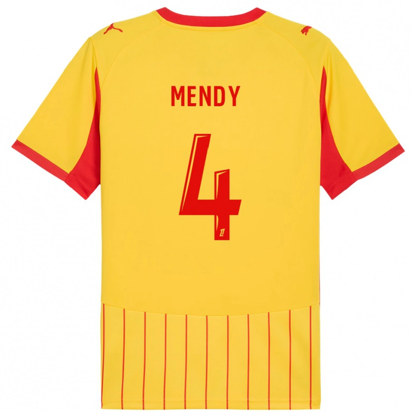 Danxen Mænd Ellijah Mendy #4 Gul Rød Hjemmebane Spillertrøjer 2025/26 Trøje T-Shirt