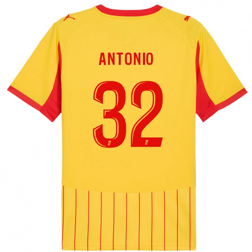 Danxen Mænd Kyllian Antonio #32 Gul Rød Hjemmebane Spillertrøjer 2025/26 Trøje T-Shirt