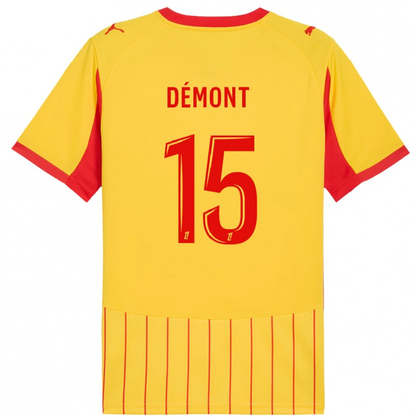 Danxen Mænd Ange Démont #15 Gul Rød Hjemmebane Spillertrøjer 2025/26 Trøje T-Shirt