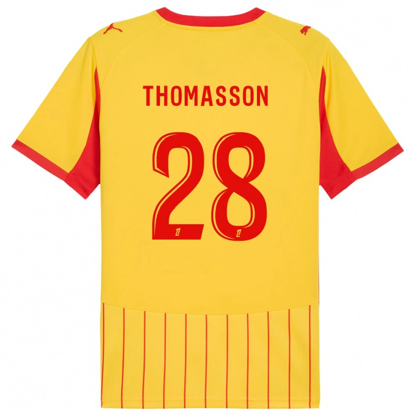 Danxen Mænd Adrien Thomasson #28 Gul Rød Hjemmebane Spillertrøjer 2025/26 Trøje T-Shirt