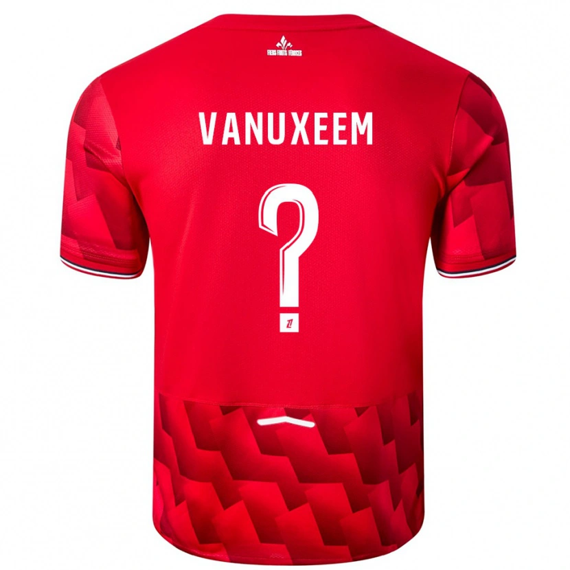 Danxen Mænd Joséphine Vanuxeem #0 Rød Hvid Hjemmebane Spillertrøjer 2025/26 Trøje T-Shirt