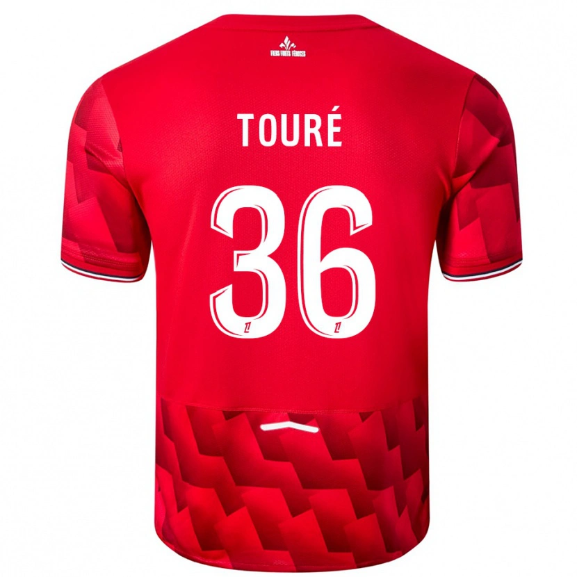 Danxen Mænd Ousmane Touré #36 Rød Hvid Hjemmebane Spillertrøjer 2025/26 Trøje T-Shirt