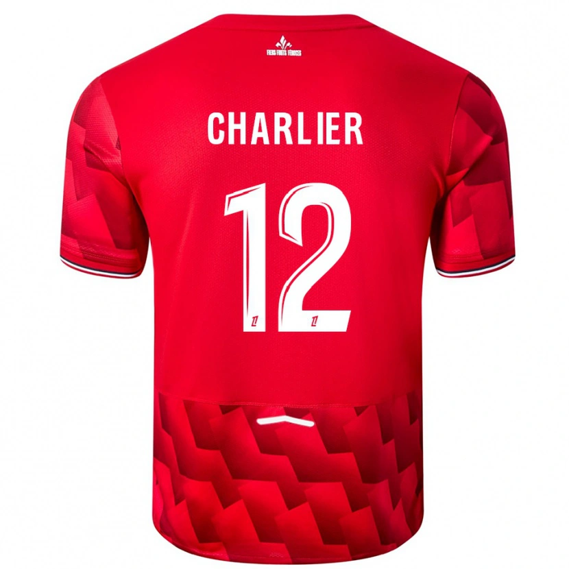 Danxen Mænd Amaury Charlier #12 Rød Hvid Hjemmebane Spillertrøjer 2025/26 Trøje T-Shirt