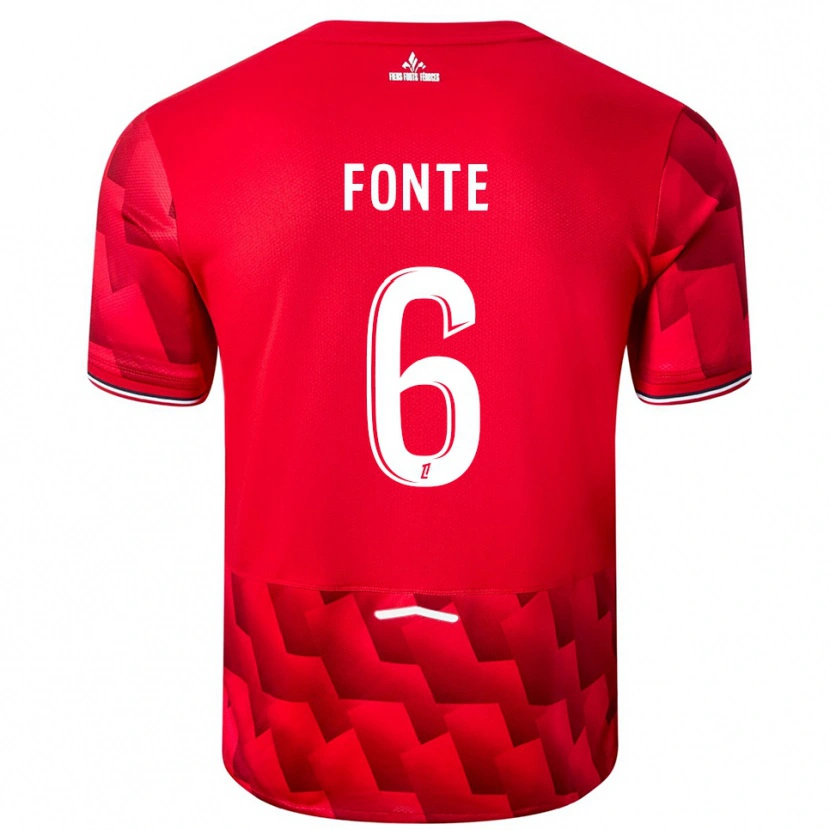 Danxen Mænd Jose Fonte #6 Rød Hvid Hjemmebane Spillertrøjer 2025/26 Trøje T-Shirt