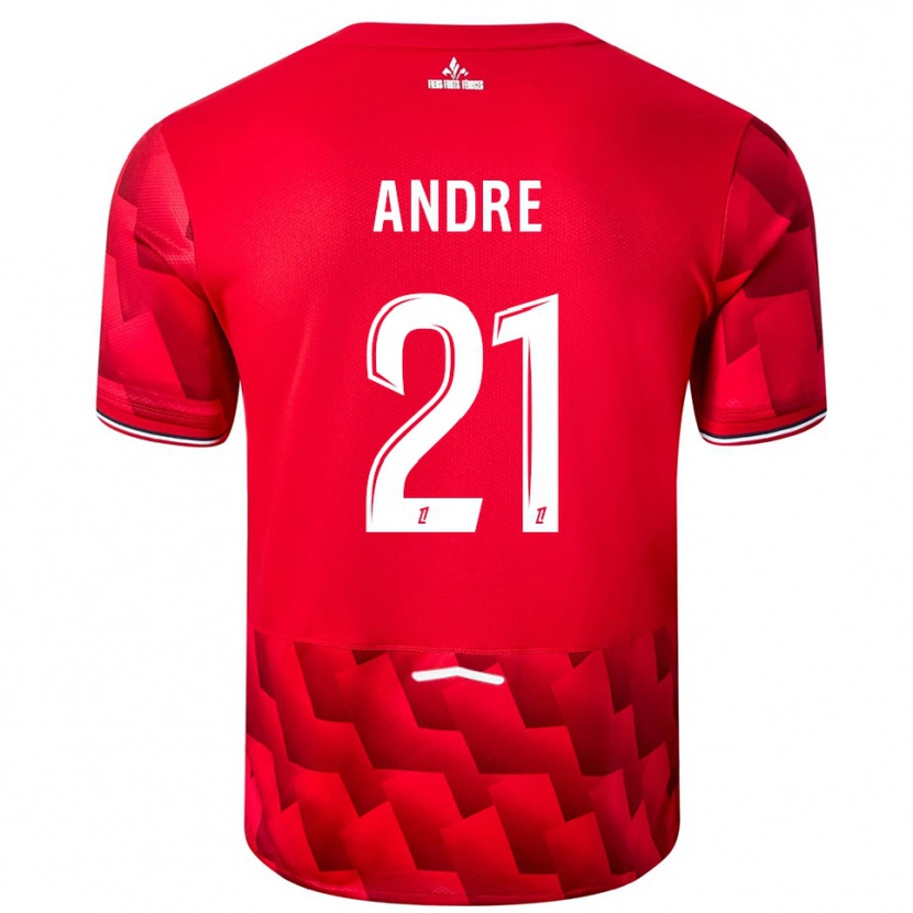 Danxen Mænd Benjamin André #21 Rød Hvid Hjemmebane Spillertrøjer 2025/26 Trøje T-Shirt