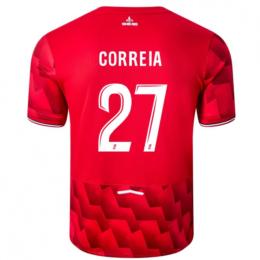 Danxen Mænd Félix Correia #27 Rød Hvid Hjemmebane Spillertrøjer 2025/26 Trøje T-Shirt