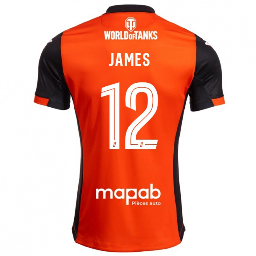 Danxen Mænd Isaac James #12 Sort Orange Hjemmebane Spillertrøjer 2025/26 Trøje T-Shirt