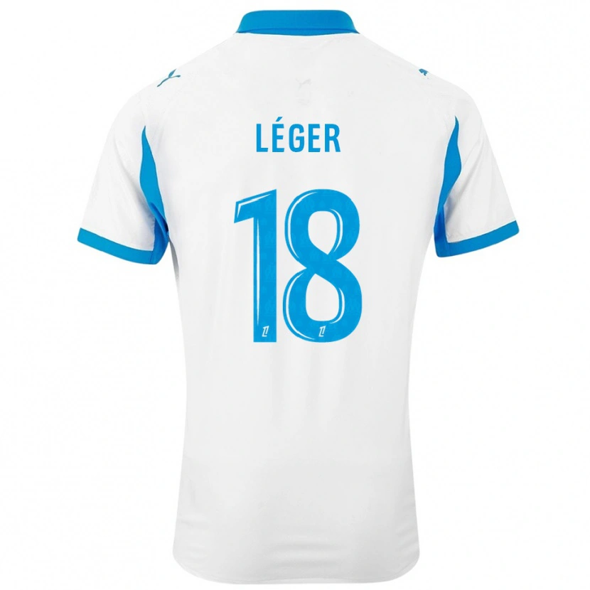 Danxen Mænd Marie-Charlotte Léger #18 Hvid Himmelblå Hjemmebane Spillertrøjer 2025/26 Trøje T-Shirt