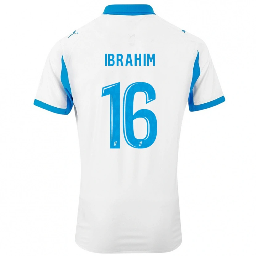 Danxen Mænd Ayman Ibrahim #16 Hvid Himmelblå Hjemmebane Spillertrøjer 2025/26 Trøje T-Shirt