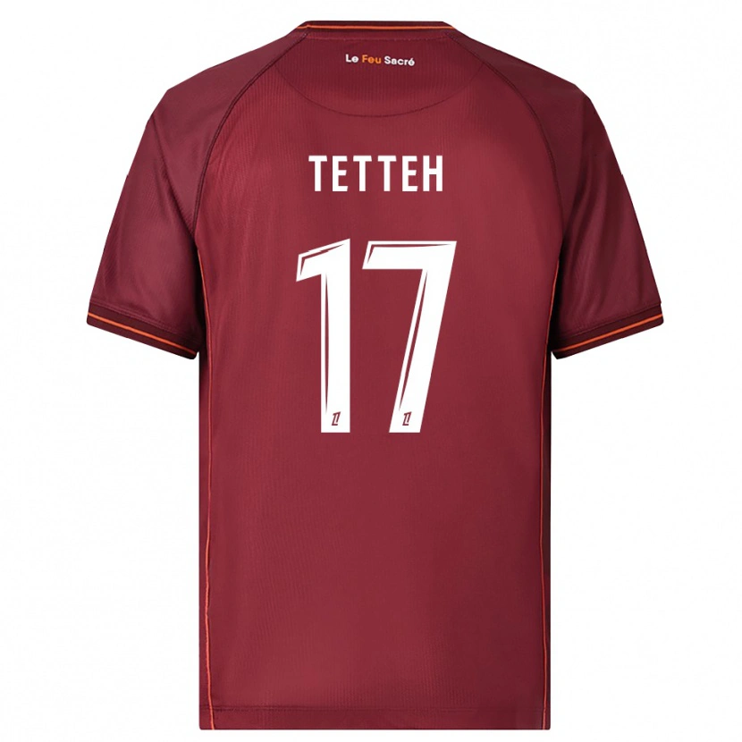 Danxen Mænd Benjamin Tetteh #17 Bordeaux Hvid Hjemmebane Spillertrøjer 2025/26 Trøje T-Shirt