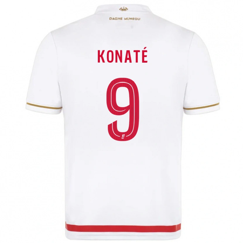 Danxen Mænd Oumar Konaté #9 Rød Hvid Hjemmebane Spillertrøjer 2025/26 Trøje T-Shirt