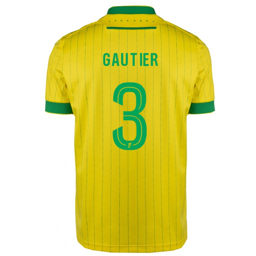 Danxen Mænd Louka Gautier #3 Gul Grøn Hjemmebane Spillertrøjer 2025/26 Trøje T-Shirt