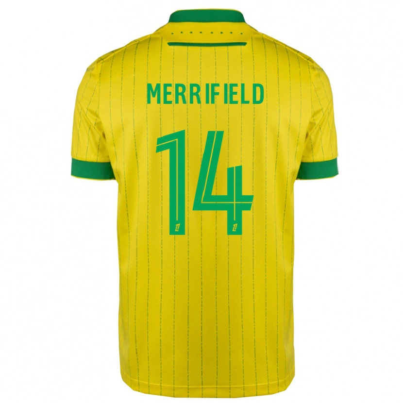Danxen Mænd Loan Merrifield #14 Gul Grøn Hjemmebane Spillertrøjer 2025/26 Trøje T-Shirt
