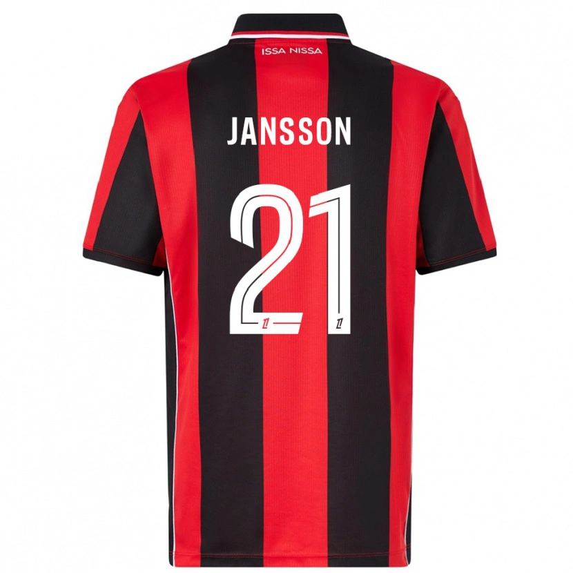 Danxen Mænd Isak Jansson #21 Rød Sort Hjemmebane Spillertrøjer 2025/26 Trøje T-Shirt