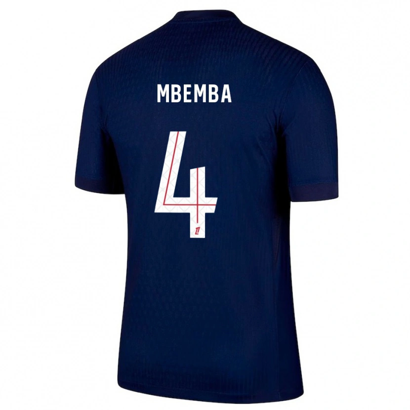 Danxen Mænd Stanislas Mbemba #4 Navy Rød Hjemmebane Spillertrøjer 2025/26 Trøje T-Shirt